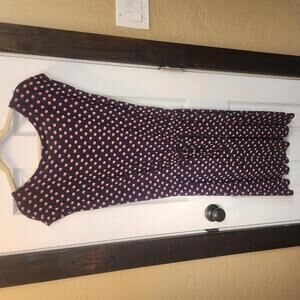 Gap Women's Polka Dot Cap Sleeve Dress - Navy & Pink- Size Medium Tall